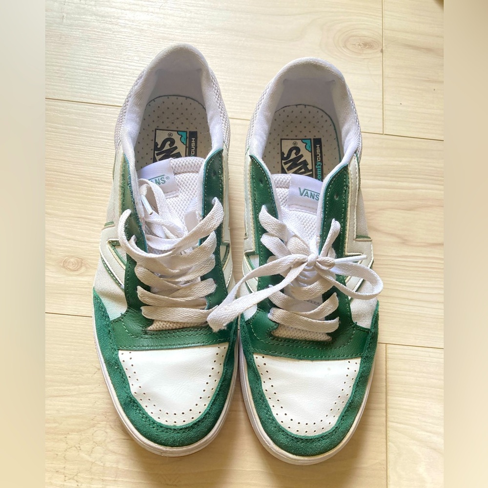 Vans Green and White Sneakers 9.5